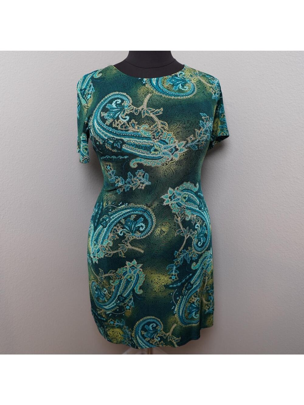 White Stag Paisley Print Dress Teal XL